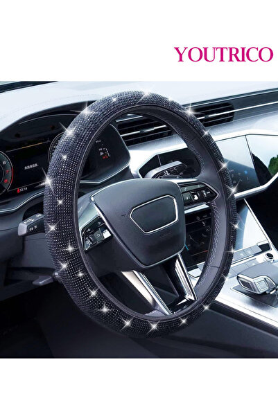 Youtrico Crystal Diamond Rhinestone Steering Wheel Cover-Fits 14 to 15 Inches (35.6-38.1cm)