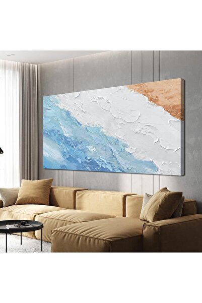Emoda home Trove Abstract Canvas Wall Art 60x120cm, Modern White & Blue Print...