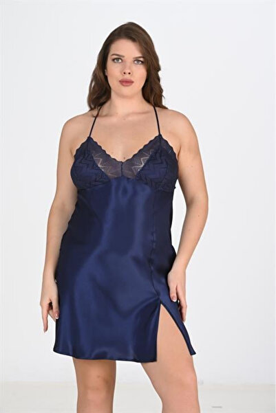 AHU 2-piece navy blue dressing gown set bigsize 6215