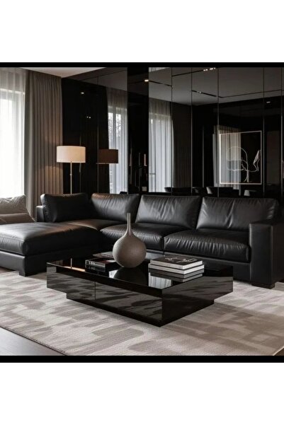 LUXURY VİLLA LUXURY KOMPLE SİYAH CAMLI ORTA SEHPA 60X100 YÜKSEKLİK 30CM