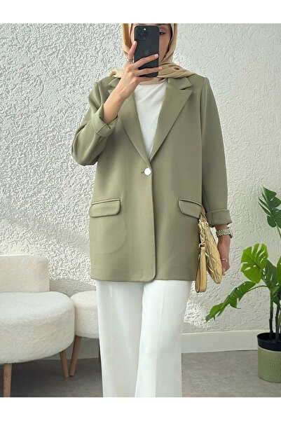 nedo7 Single Button Lycra Jacket with Pockets - Çağla Y.