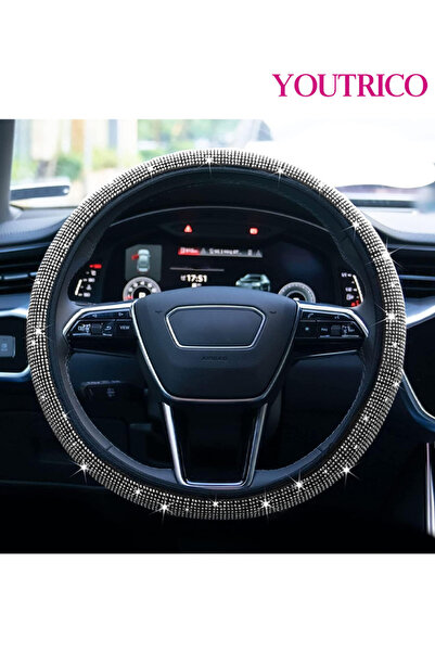 Youtrico Crystal Diamond Rhinestone Steering Wheel Cover-Fits 14 to 15 Inches (35.6-38.1cm)
