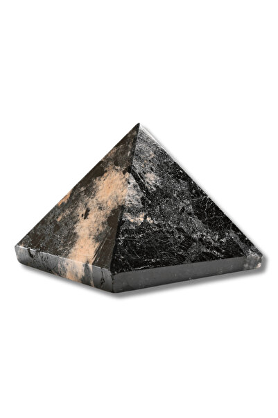 craftmystic Piramidă de turmalină neagră sculptată manual, 60 mm, cu rutil