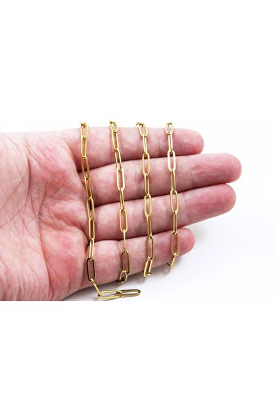 yfhobi 1 Metre- 4x12 mm Çelik Ataç Zincir, Kolye Zinciri, Takı Zinciri, Gold ...