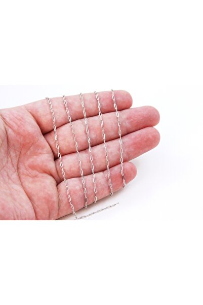 yfhobi 1 Metre- 1.5x3.5 mm Çelik Ataç Zincir, Kolye Zinciri, Takı Zinciri, Ro...