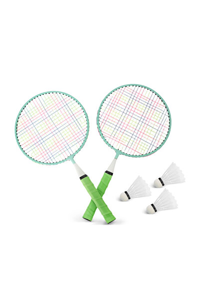ZEROGYM Çocuk Badminton Raketi 45cm Yeşil 2 Raket 3 Top