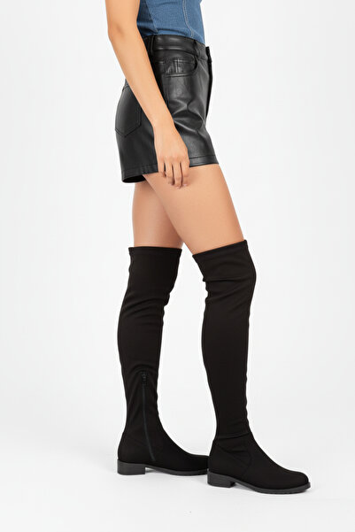 Fox Shoes V7266666 Black Suede Stretch Women's Boots