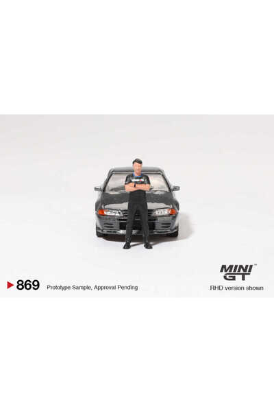 mini gt 1:64 Nissan Skyline Gt-R R32 Gunmetal + Tsugio Matsuda Figure (869) Diecast Model Car