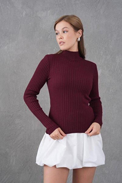 Işşıl 15861-Half Turtleneck Stretchy Knitwear Bodysuit