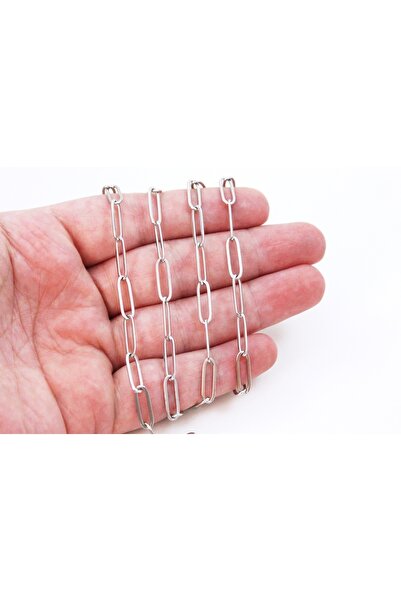 yfhobi 1 Metre- 5x15 mm Çelik Ataç Zincir, Kolye Zinciri, Takı Zinciri, Rodyu...