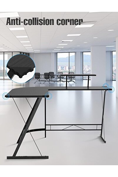 ZERIFAM L-shaped Desk Computer Table 51" inch Gaming Table, Computer Corner Table with Large Monitor Stand