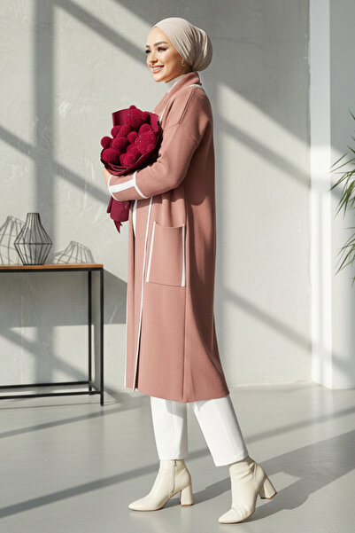 benguen Long Knit Cardigan with Pockets R7065 Dusty Rose