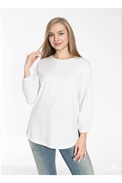 Trendbade Butik Women's (Thin) Long Sleeve Elastic Sleeves Slit Blouse