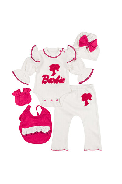 RCB 5-piece set for newborn girls, BarbieGirl model, White