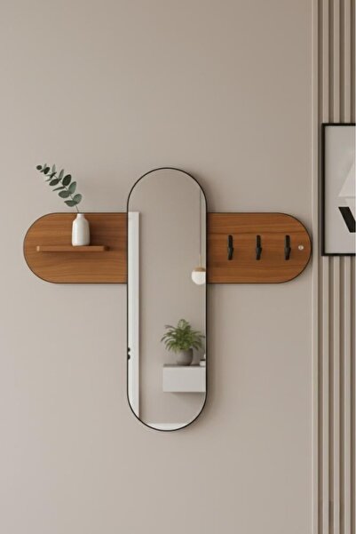 DEC24 Wall mirror with hangers and a distinctive side shelf