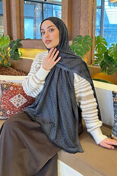 lamelif Gue Desen Çift Taraflı Kaşmir Şal Antrasit