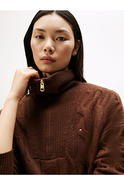 Tommy Hilfiger Half-Zip Cable Knit Soft Wool Sweater