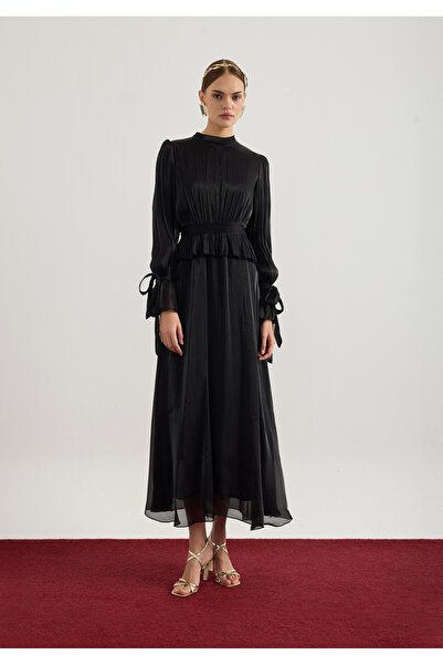 Birgül Bektaş Plum Ruched Detail Janjan Dress