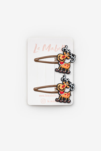 Le Mabelle Girl's New Year Snap Buckle Set with Brown Deer Figure