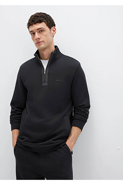 Mavi Men's Semi-Zip Mock Neck Sweatshirt M0S10477 Black