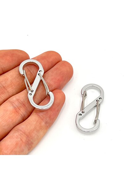 yfhobi 1 Adet - 40 mm Çiftli Model Kilitli Kanca Süs Anahtarlık, Gri Renk