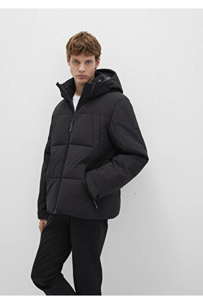 Mavi Kapüşonlu Siyah Erkek Mont M0110675-71379