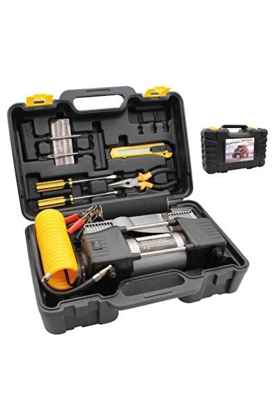 stuffix Set compresor de anvelope cu lanternă LED, furtun de aer și unelte Kr...