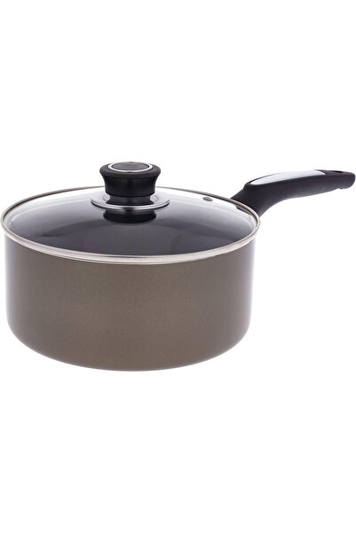 ROYALFORD Non-Stick Aluminum Cooking Pot with Glass Lid, Beige, 20 cm, RF2962