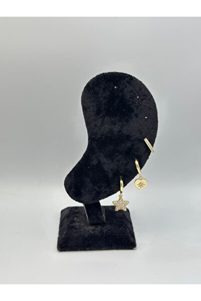 MyladyAccessoriess Star and Heart Set Earrings (Steel) Gold