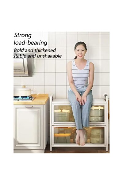 KEKE 3-Tier Stackable Organizer Cabinet with Doors