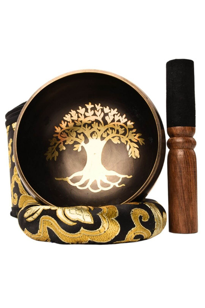 craftmystic Bol cântător tibetan 9,5 cm model Arborele Vieții Set complet pen...