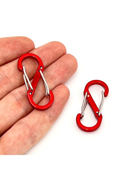 yfhobi 1 Adet - 40 mm Çiftli Model Kilitli Kanca Süs Anahtarlık, Kırmızı Renk
