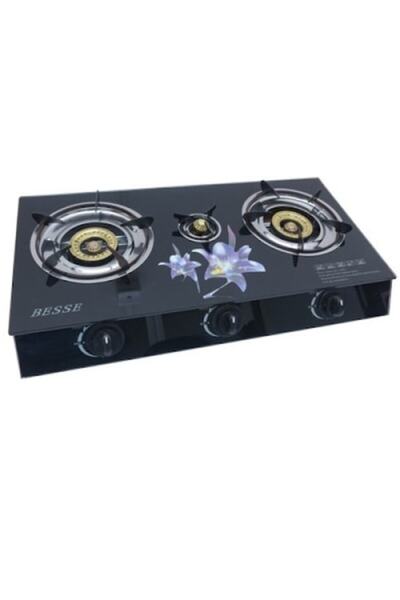 stuffix Aragaz cu 3 arzătoare, sticlă securizată, aprindere piezoelectrică, G...