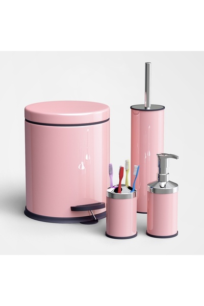 Livona Concep 4'lü Banyo Seti Pedallı 5lt Çöp Kovası,tuvalet Fırçası,sıvı sab...