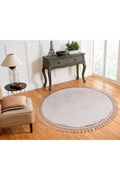 Valery Home Vl Yuvarlak Comfort Ponpon Saçaklı Peluş Post Halı Kahverengi Halı