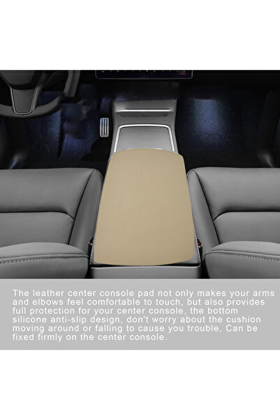 AGC Beige Leather Car Center Console Armrest Cushion Pad – Comfortable, Anti-Slip & Protective Cover