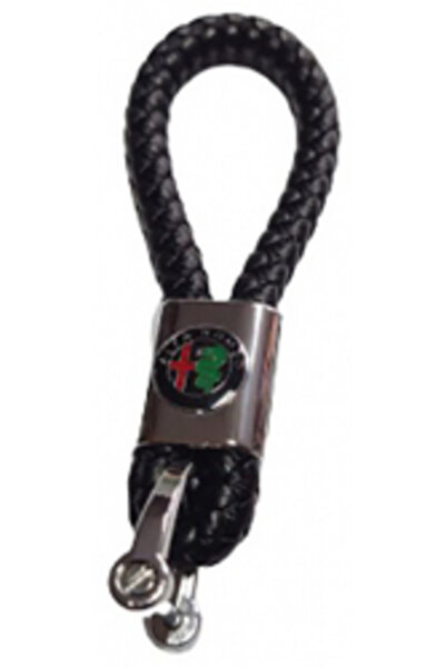 Alfa Romeo Metal keychain with braided leather and logo