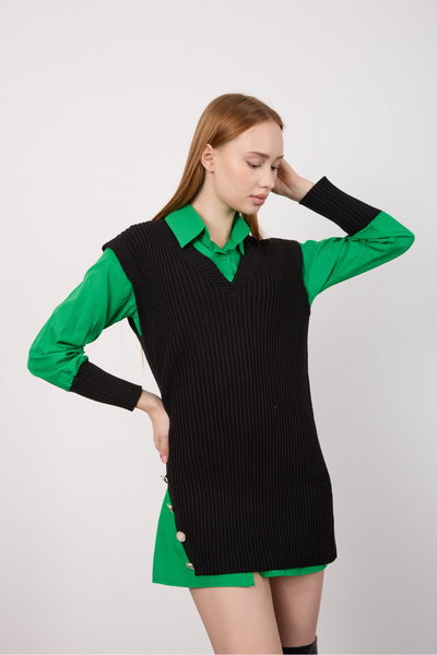 By Özge Ulaş Knitwear Sweater Shirt Combination Double Product