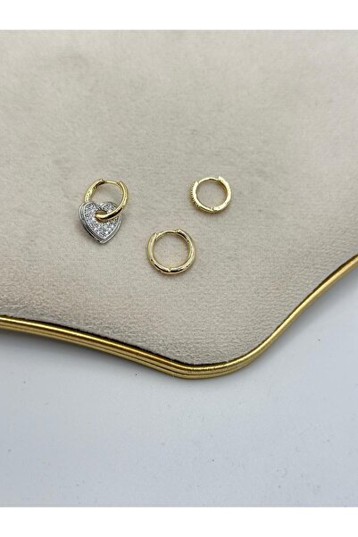 MyladyAccessoriess Double Color Heart Set Earrings (Steel)