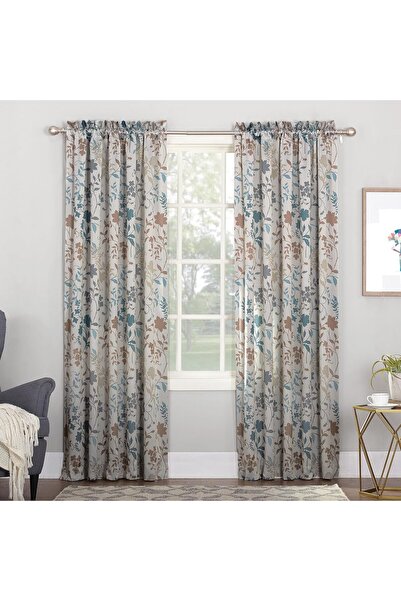 Sun Zero Kara Energy-Saving Patio Door Curtain Panel, Polyester, Floral