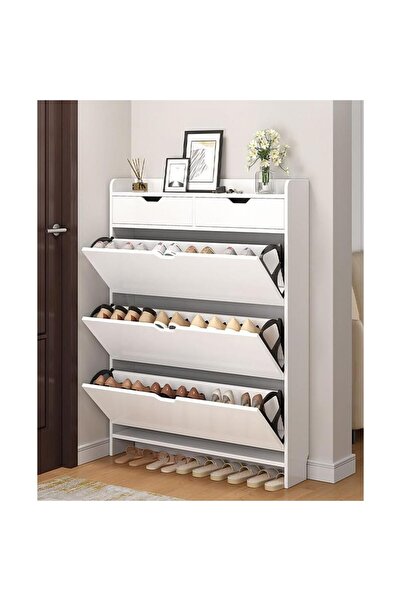 KEKE 4 Tier Shoe Rack Organizer Storage Foldable Closet with Doors for Living Room