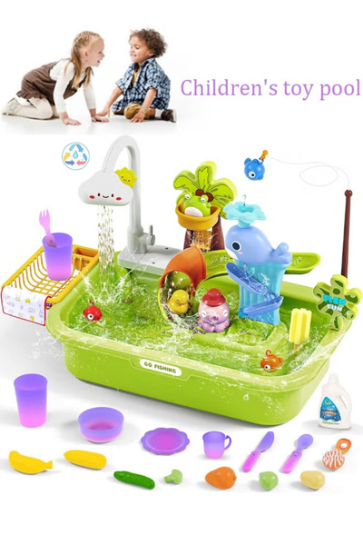 Generic حوض سباحة ألعاب للأطفال مع مياه متدفقة وصنبور كهربائي ومضخة مياه متغي...