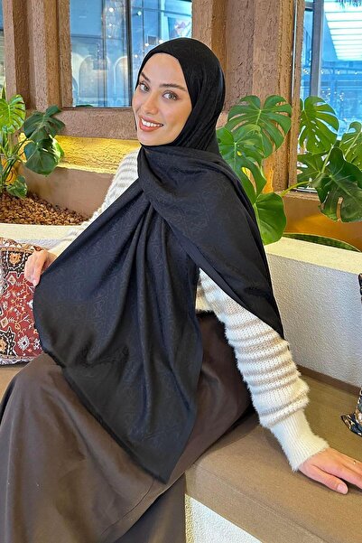 lamelif Gue Desen Çift Taraflı Kaşmir Şal Siyah