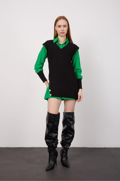 By Özge Ulaş Knitwear Sweater Shirt Combination Double Product