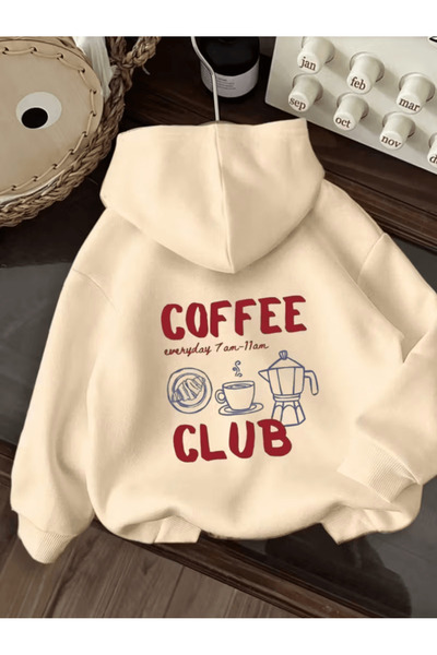 LAVİTTA Coffee Club Themed Women's Hooded Hoodie