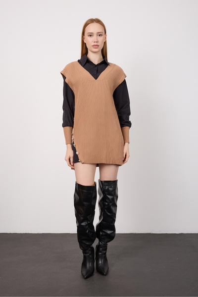 By Özge Ulaş Knitwear Sweater Shirt Combination Double Product