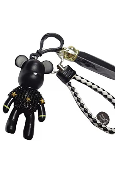 Vtk Breloc ursuleț de pluș cu strasuri pentru cheia mașinii sau geanta - alb-...