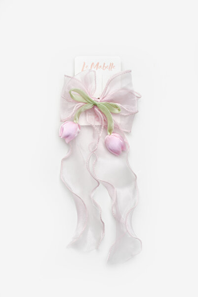 Le Mabelle Girl's Automatic Buckle with Pink Tulip Figure and Hanging Accessories