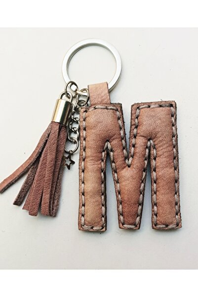 Durush Collection Real Leather Powder-Colored Marbled Letter'M' Keychain