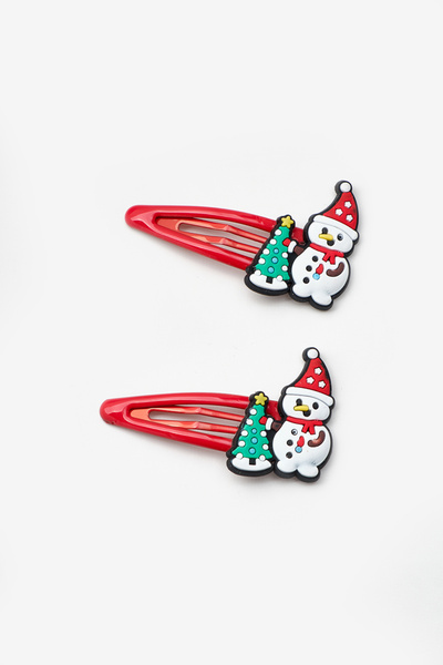 Le Mabelle Girl's Christmas Snap Buckle Set with Multi-Colored Snowman Figure